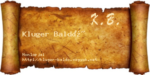 Kluger Baldó névjegykártya